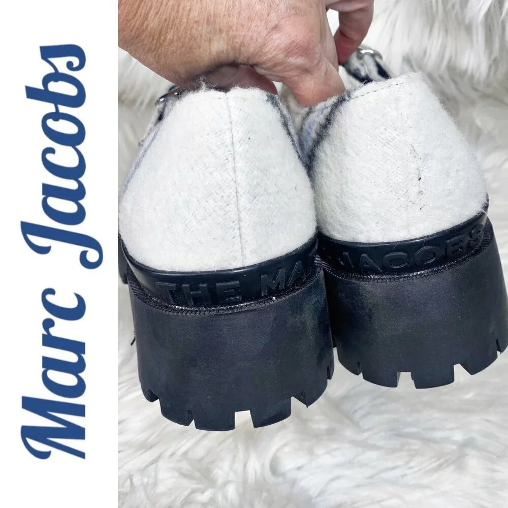 NWOB MARC JACOBS MARY‎ JANE PLATFORM WOOL PLAID, SIZE 38